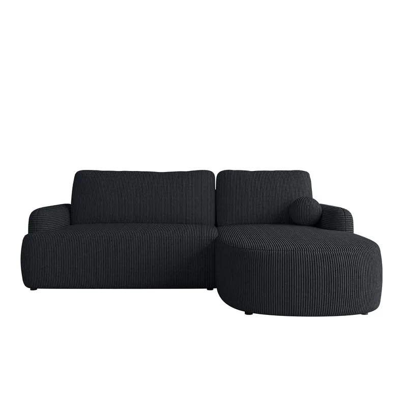 Branrel 3-personers sofa med chaiselong, sort