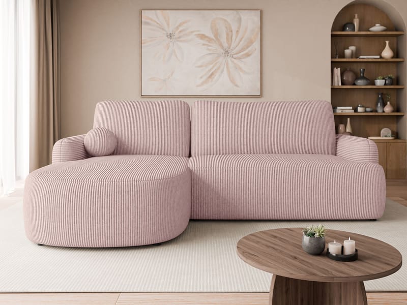 Branrel 3-personers sofa med chaiselong - pink - Møbler - Sofaer - Sovesofaer
