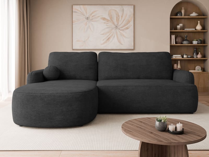 Branrel 3-personers sofa med chaiselong - Sort - Møbler - Sofaer - Sovesofaer