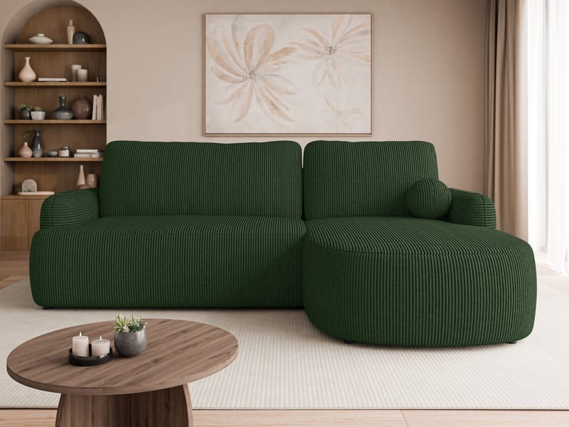 Branrel 3-personers sofa med chaiselong - grøn - Møbler - Sofaer - Sovesofaer