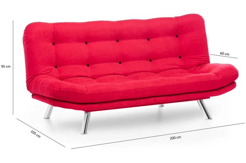 Breana 3-pers. Sovesofa - Rød - Møbler - Sofaer - Sovesofaer