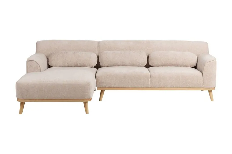 Bree Hjørnesofa 3-personers, Beige/Lyst træ