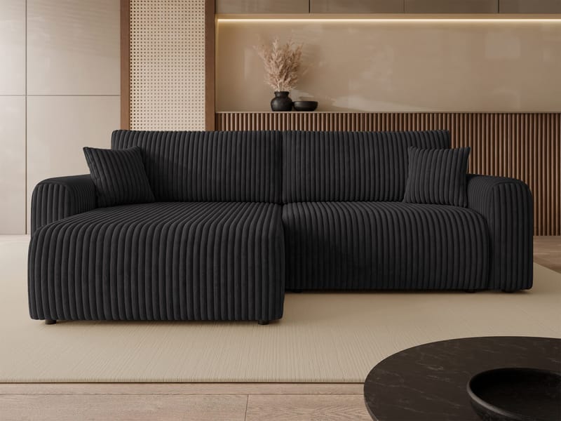 Brenor 3-personers sovesofa med chaiselong, venstrevendt - sort - Møbler - Sofaer - Sovesofaer