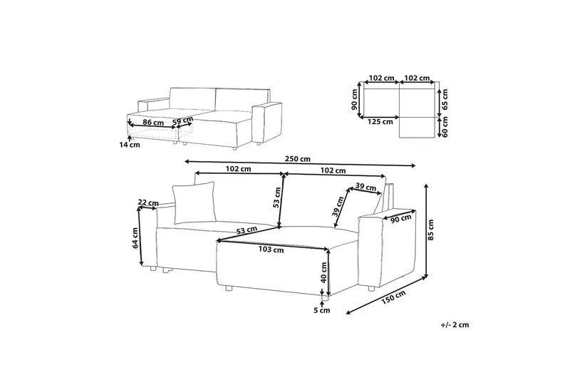 Brian Hjørnesovesofa 3-personers - Beige - Møbler - Sofaer - Sovesofaer