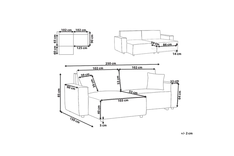 Brian Hjørnesovesofa 3-personers - Grå - Møbler - Sofaer - Sovesofaer