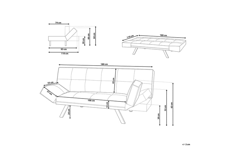 Bristol sovesofa 180 cm - Sølv - Sovesofaer - 3 personers sovesofa