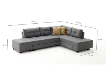 Brunei hjørnesovesofa Højre - Grå - Møbler - Sofaer - Sovesofaer