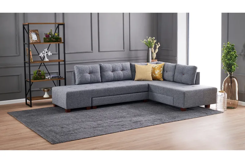 Brunei hjørnesovesofa Højre - Grå - Møbler - Sofaer - Sovesofaer