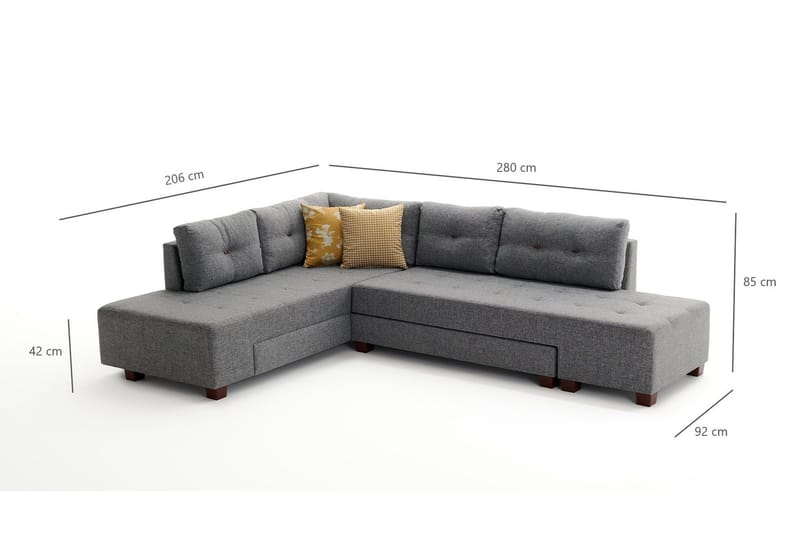 Brunei hjørnesovesofa venstre - Grå - Møbler - Sofaer - Sovesofaer