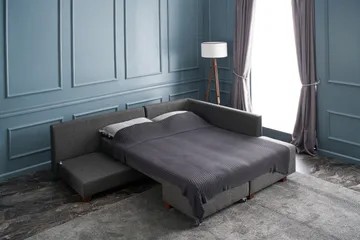 Brunei Sovesofa med Chaiselong Højre - Antracit/Sort - Møbler - Sofaer - Sovesofaer