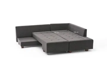Brunei Sovesofa med Chaiselong Højre - Antracit/Sort - Møbler - Sofaer - Sovesofaer