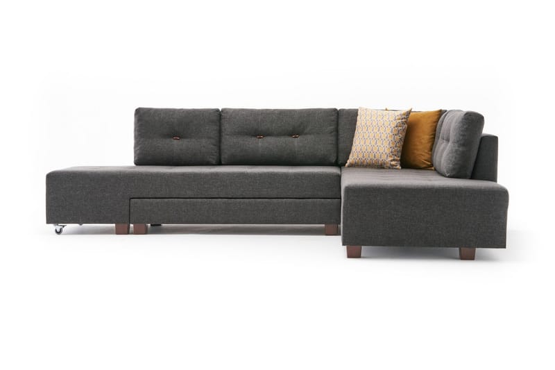 Brunei Sovesofa med Chaiselong Højre, Antracit/Sort