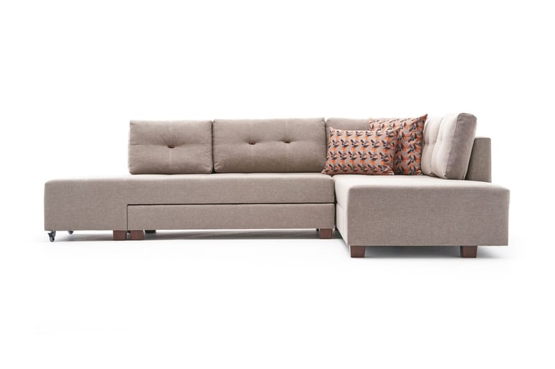 Brunei Sovesofa med Chaiselong Højre - Cremehvid/Sort - Møbler - Sofaer - Sovesofaer