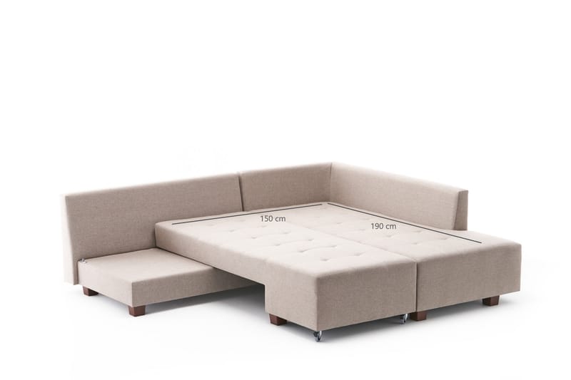 Brunei Sovesofa med Chaiselong Højre - Cremehvid/Sort - Møbler - Sofaer - Sovesofaer