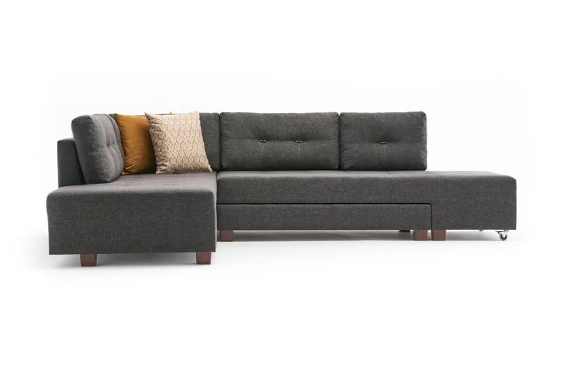 Brunei Sovesofa med Chaiselong Venstre, Antracit/Sort