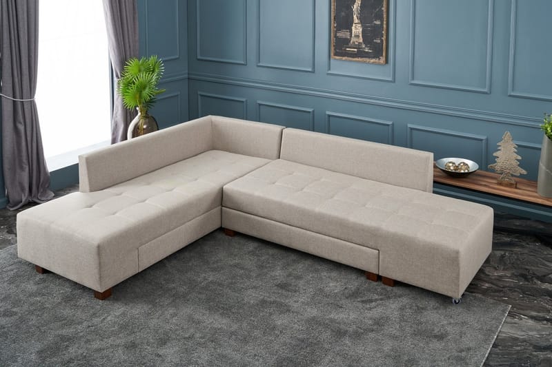 Brunei Sovesofa med Chaiselong Venstre - Beige - Møbler - Sofaer - Sovesofaer