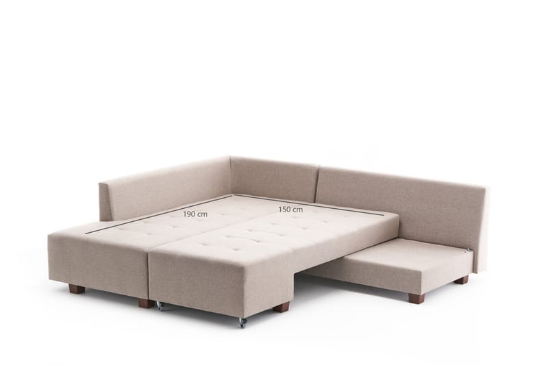 Brunei Sovesofa med Chaiselong Venstre - Beige - Møbler - Sofaer - Sovesofaer