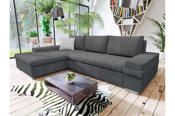 Bunty Sovesofa med Chaiselong 3-personers - M ørkegrå / Lysegrå - Møbler - Sofaer - Sovesofaer
