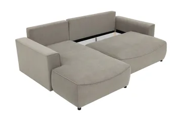 Burketown Sovesofa med Chaiselong 3-personers i Fløjl - Beige - Møbler - Sofaer - Sovesofaer