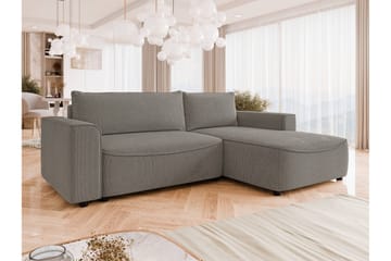 Burketown Sovesofa med Chaiselong 3-personers i Fløjl - Grå - Møbler - Sofaer - Sovesofaer
