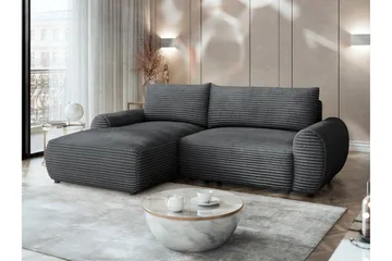 Burman Sovesofa med Chaiselong 3-personers i Manchester - Grå - Møbler - Sofaer - Sovesofaer