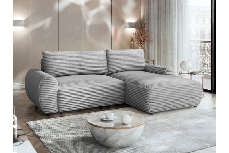 Burman Sovesofa med Chaiselong 3-personers i Manchester - Grå - Møbler - Sofaer - Sovesofaer