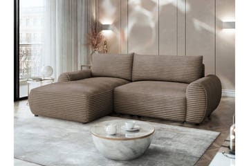 Burman Sovesofa med Chaiselong 3-personers i Manchester - Brun - Møbler - Sofaer - Sovesofaer