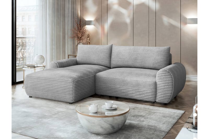 Burman Sovesofa med Chaiselong 3-personers i Manchester - Grå - Møbler - Sofaer - Sovesofaer