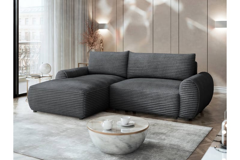 Burman Sovesofa med Chaiselong 3-personers i Manchester - Grå - Møbler - Sofaer - Sovesofaer