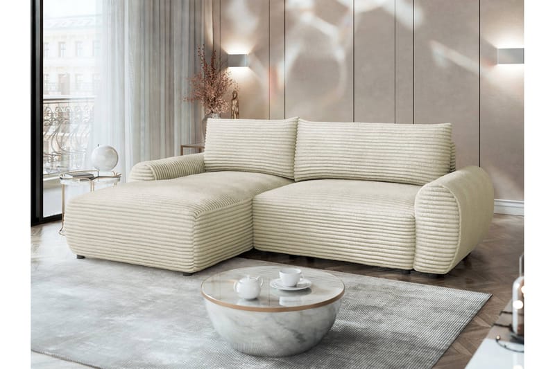 Burman Sovesofa med Chaiselong 3-personers i Manchester - Beige - Møbler - Sofaer - Sovesofaer
