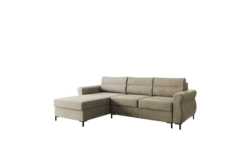 Busness Sovesofa med Chaiselong 3-personers i Plys - Beige - Møbler - Sofaer - Sovesofaer