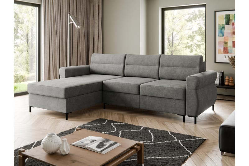 Busness Sovesofa med Chaiselong 3-personers i Plys - Grå - Møbler - Sofaer - Sovesofaer