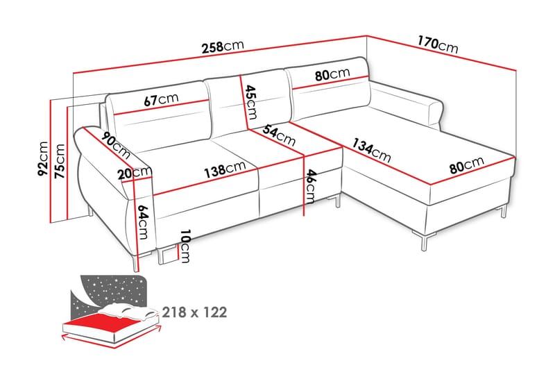 Busness Sovesofa med Chaiselong 3-personers i Plys - Grå - Møbler - Sofaer - Sovesofaer