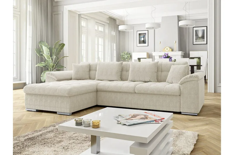 Camior 3-sits Hörnbäddsoffa Beige/Light beige - Møbler - Sofaer - Sovesofaer