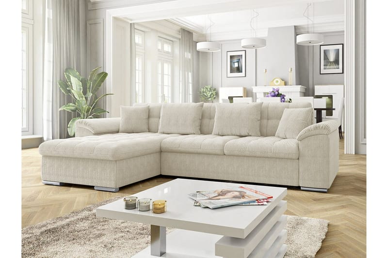 Camior 3-sits Hörnbäddsoffa Beige/Light beige - Møbler - Sofaer - Sovesofaer