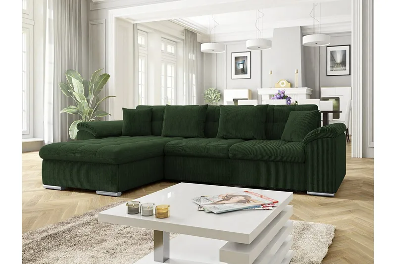 Camior 3-sits Hörnbäddsoffa Dark green - Møbler - Sofaer - Sovesofaer
