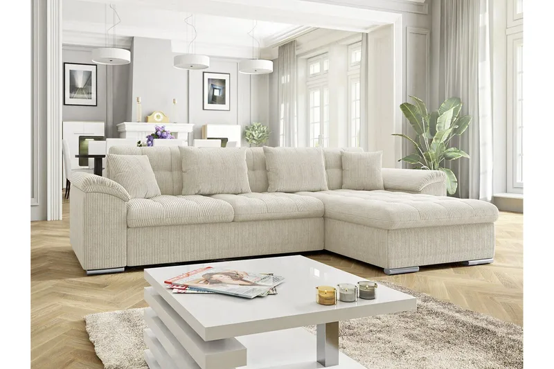 Camior 3-sits Hörnbäddsoffa NO_BRAND beige - Møbler - Sofaer - Sovesofaer