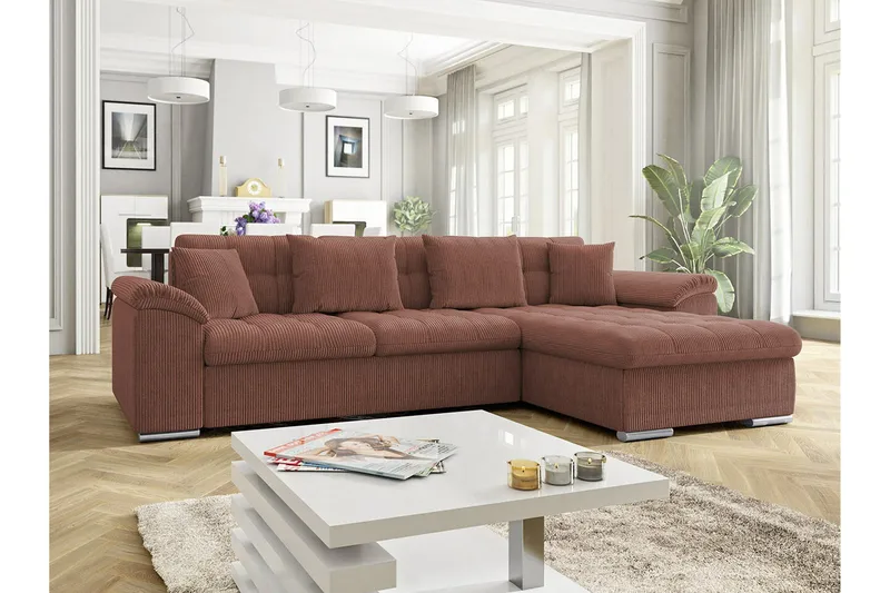 Camior 3-sits Hörnbäddsoffa NO_BRAND Brown - Møbler - Sofaer - Sovesofaer