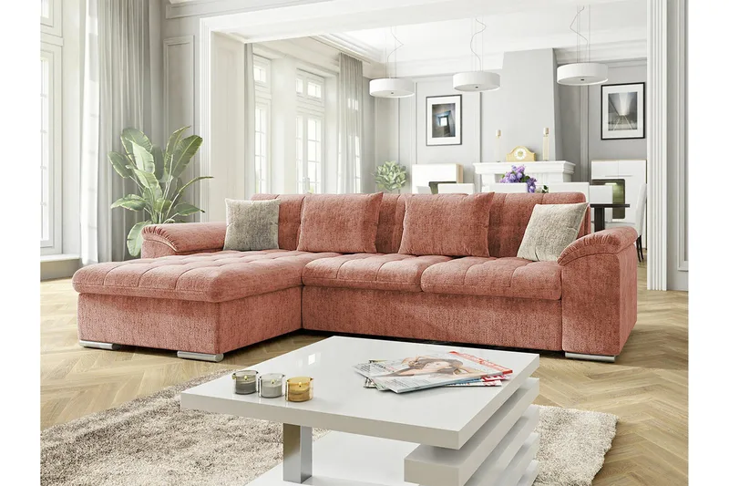 Camior 3-sits Hörnbäddsoffa Pink - Møbler - Sofaer - Sovesofaer
