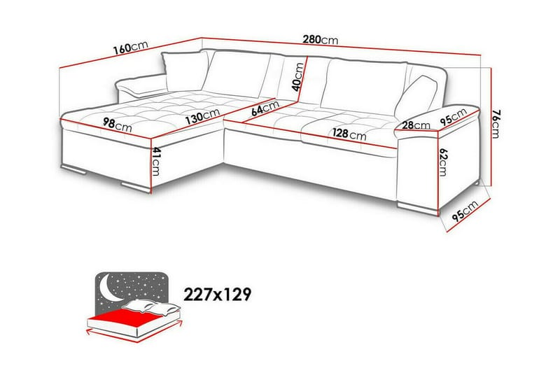 Camior 3-personers Hjørnesovesofa - Beige/Lys beige - Sovesofaer - Hjørnesovesofa