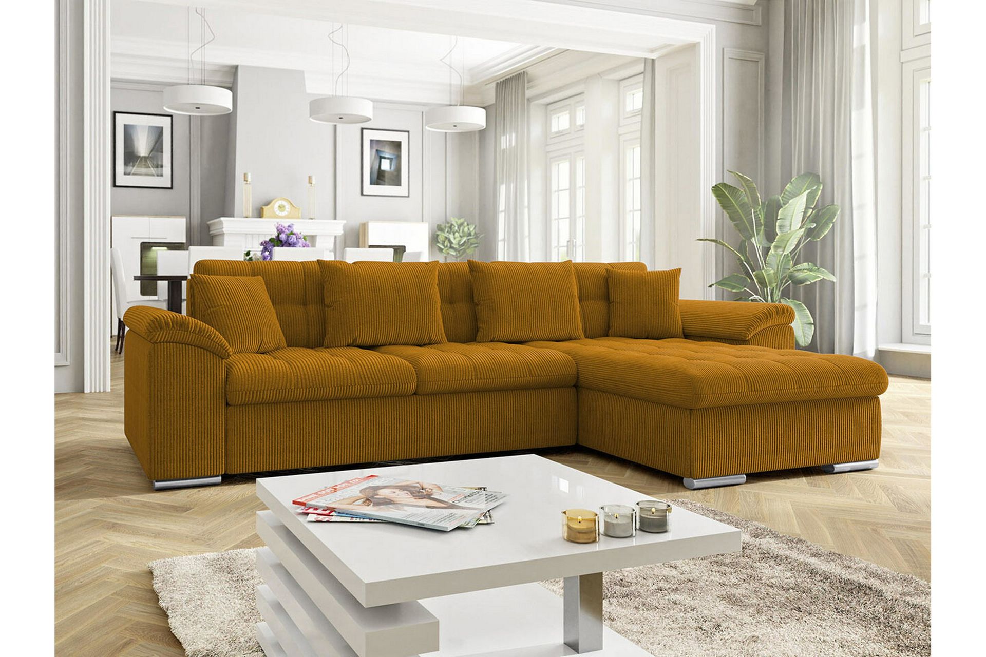 Camior 3-personers Hjørnesovesofa - Gul - Møbler - Sofaer - Sovesofaer