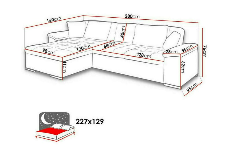 Camior 3-personers Hjørnesovesofa - Lysegrå - Møbler - Sofaer - Sovesofaer