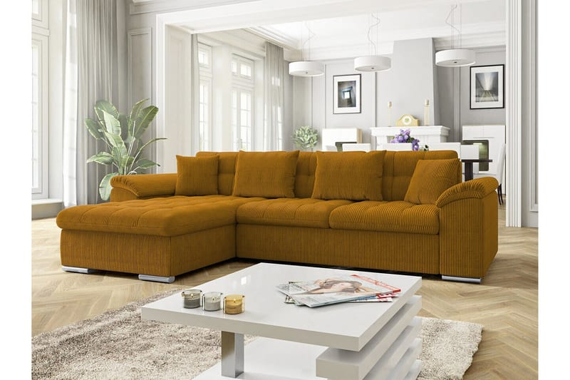 Camior 3-personers Hjørnesovesofa - Mørkegul - Møbler - Sofaer - Sovesofaer