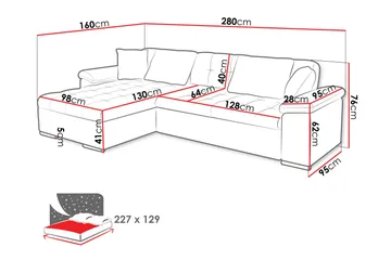 Camior Sovesofa Med 3-Personers Divan - Mørkegrå - Møbler - Sofaer - Sovesofaer