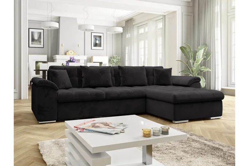 Camior Sovesofa med Divan 3-personers - Sort - Møbler - Sofaer - Sovesofaer