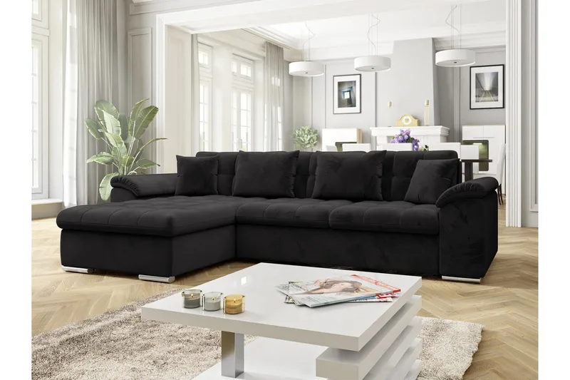 Camior Sovesofa med Divan 3-personers - Sort - Møbler - Sofaer - Sovesofaer