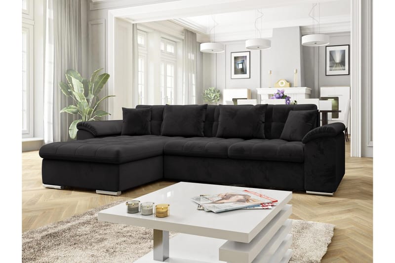 Camior Sovesofa med Divan 3-personers - Sort - Møbler - Sofaer - Sovesofaer