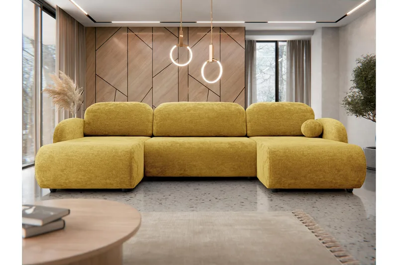 Carve Sovesofa Dobbelt Divan 3-Personers - Gul - Møbler - Sofaer - Sovesofaer