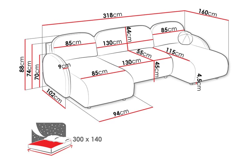 Carve Sovesofa Dobbelt Divan 3-Personers - Møbler - Sofaer - Sovesofaer