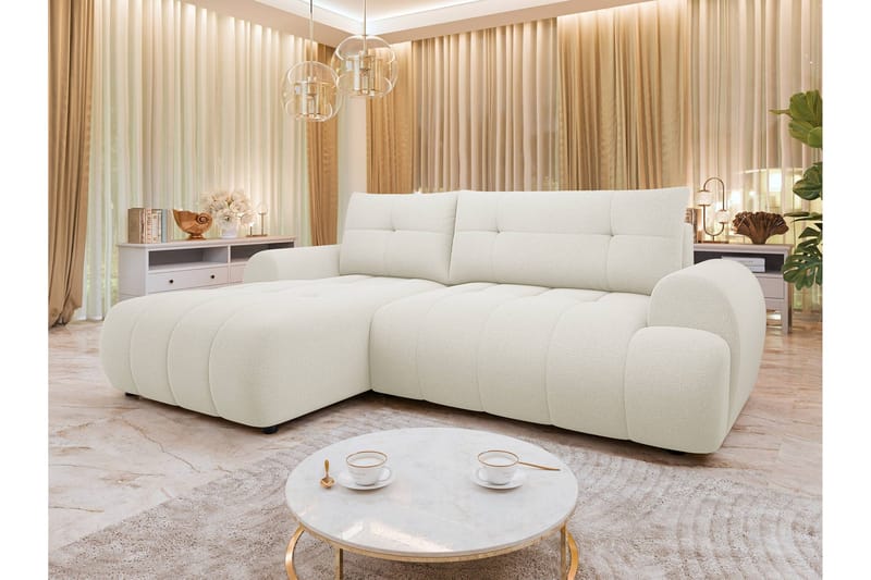 Ceibo Sovesofa med Chaiselong 3-personers i Plys - Beige - Møbler - Sofaer - Sovesofaer